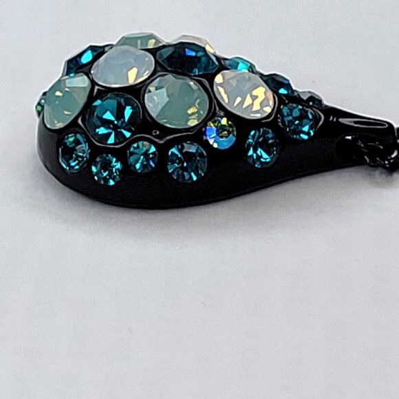 Teal BlueTeardrop Pendant Necklace with Earrings - Picture 9 of 15